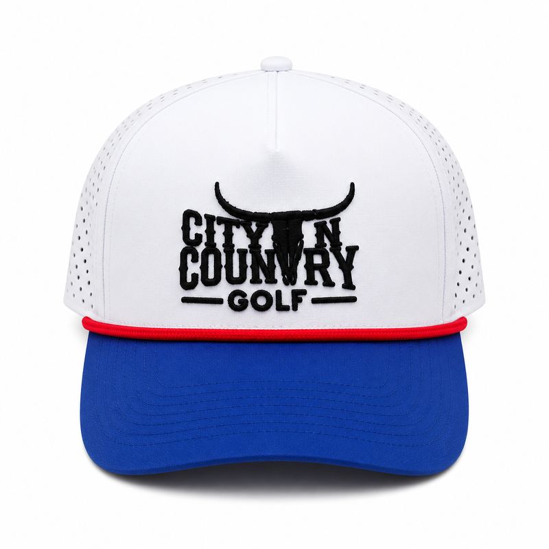 City N Country 3D Sport White Red and Blue Cap