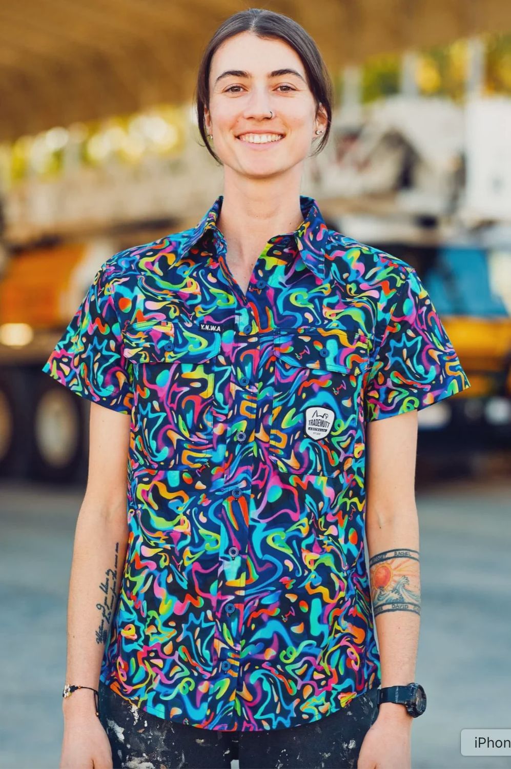 Trademutt Ladies Full Button Short Sleeve Pearler Work Shirt, Size: 8