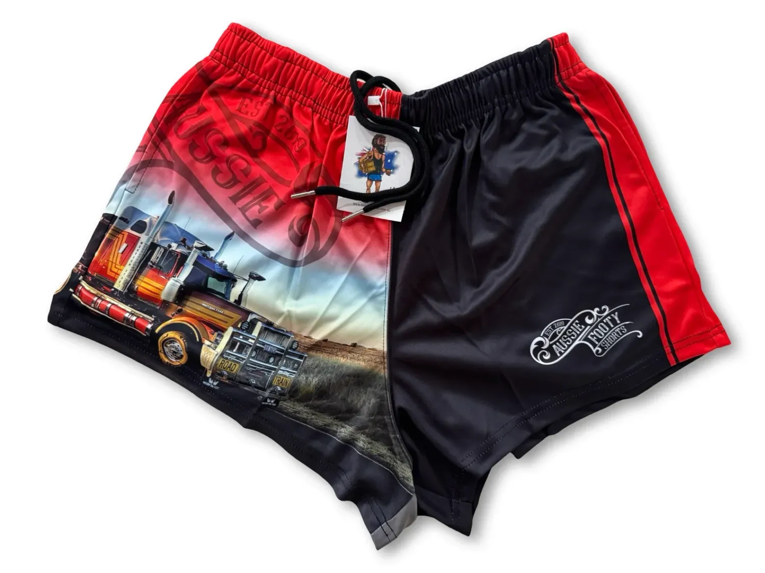 Aussie Footy Shorts Adult Truck Red Footy Short, Size: XS
