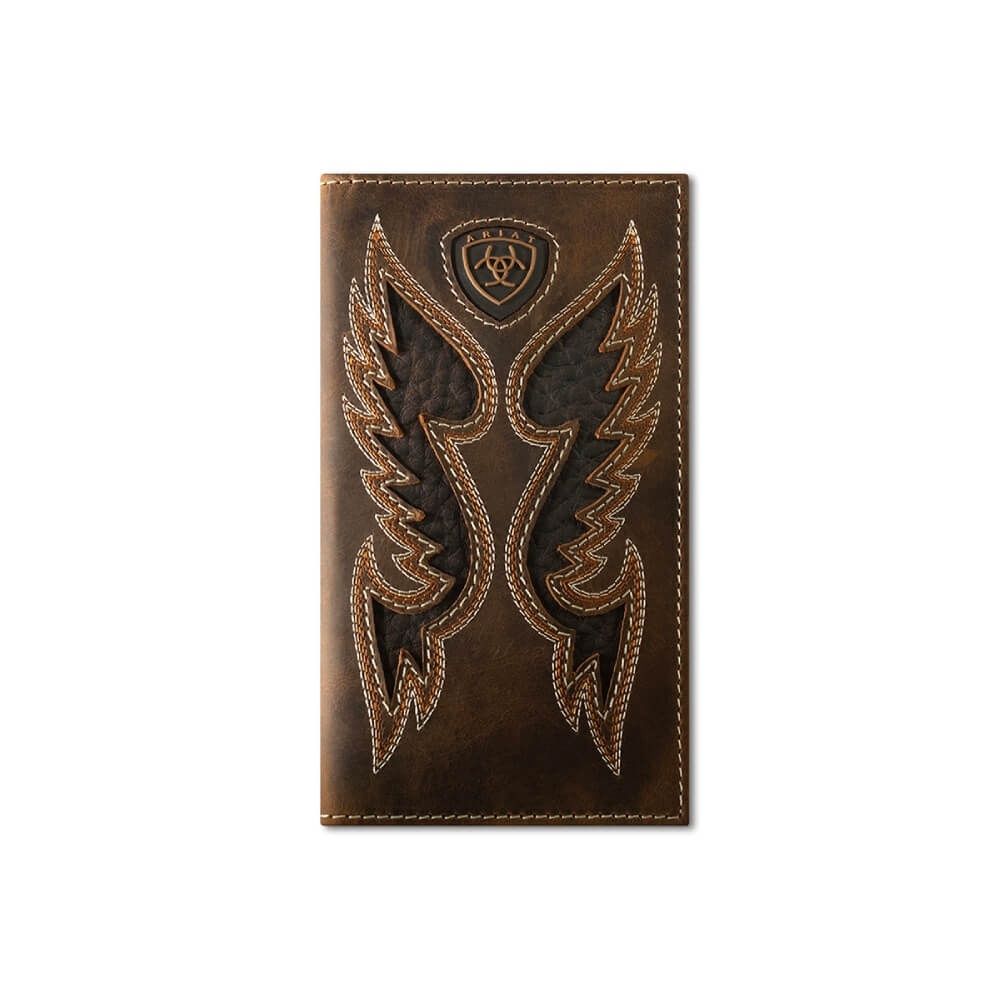 Ariat Rodeo Boot Stitch Overlay Brown Wallet