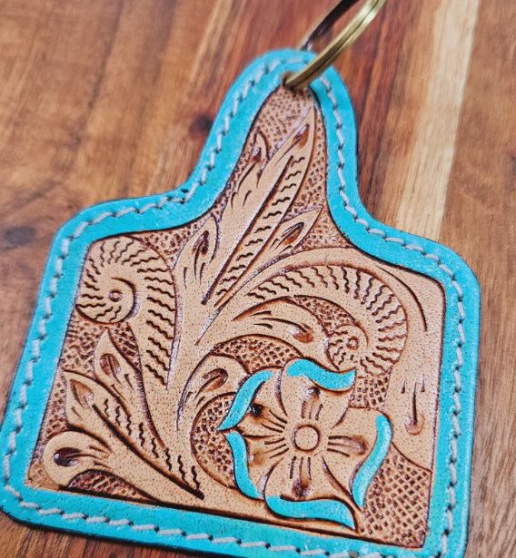 Bushfire Road Turquoise Tooled Key Ring