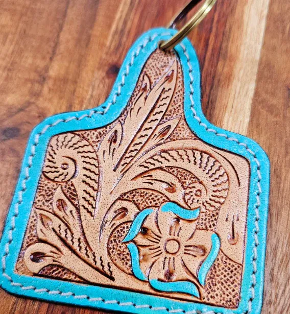 Bushfire Road Turquoise Tooled Key Ring