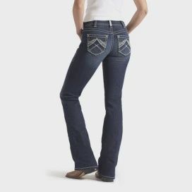 Ariat Ladies Real Mid Rise Boot Cut Stretch Whipstitch Ocean Jean
