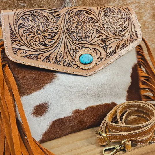 Bushfire Road Calamity Cowhide Fringe Bag