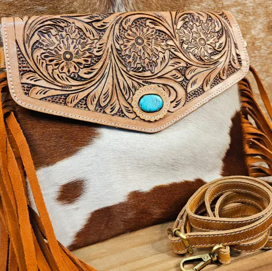 Bushfire Road Calamity Cowhide Fringe Bag
