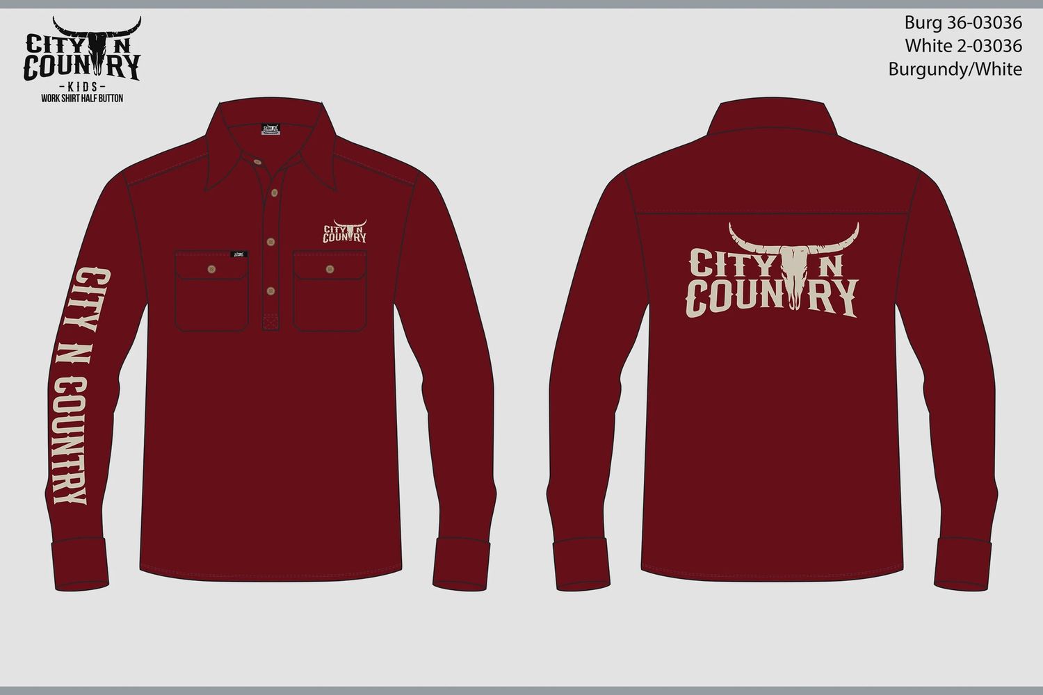 City N Country Mens Embroidered Burgundy and White Work Shirt, Color: Burgundy/White, Size: XS
