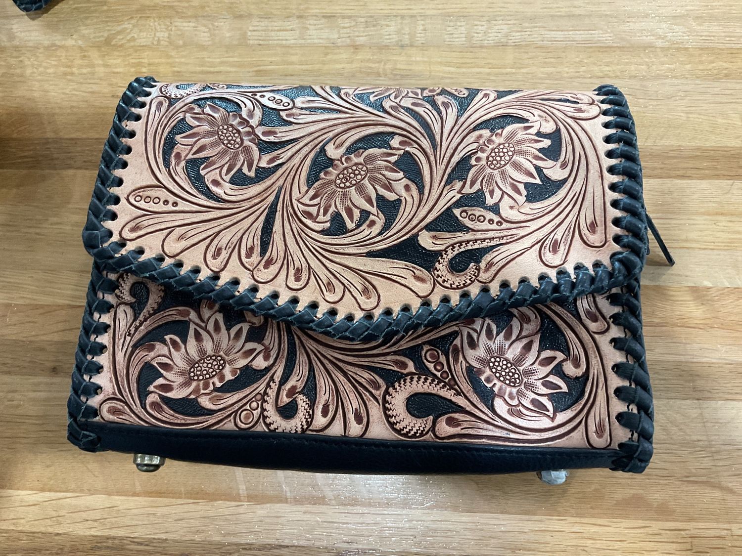 Bushfire Road Sunflower Ridge Chocolate Tooling Crossbody Bag