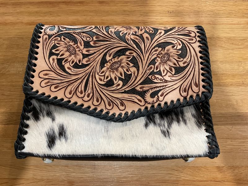 Bushfire Road Sunflower Ridge Black and Hide Crossbody Bag