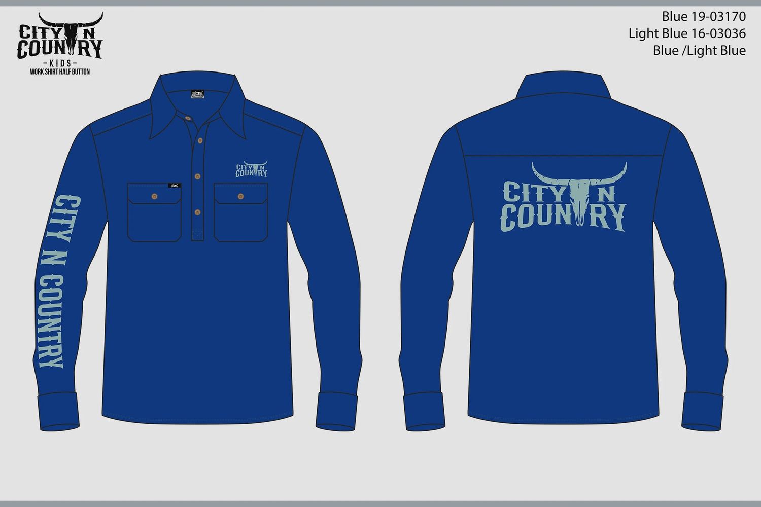 City N Country Kids Embroidered Blue and Light Blue Work Shirt