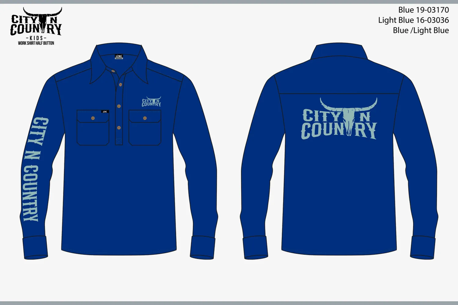 City N Country Kids Embroidered Blue and Light Blue Work Shirt