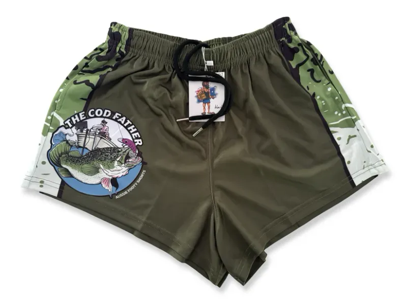Aussie Footy Shorts Adult Cod Father Army Footy Short