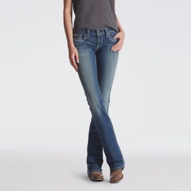 Ariat Ladies Real Mid Rise Boot Cut Stretch Entwined Marine
