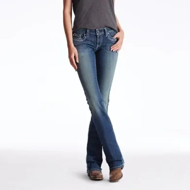 Ariat Ladies Real Mid Rise Boot Cut Stretch Entwined Marine