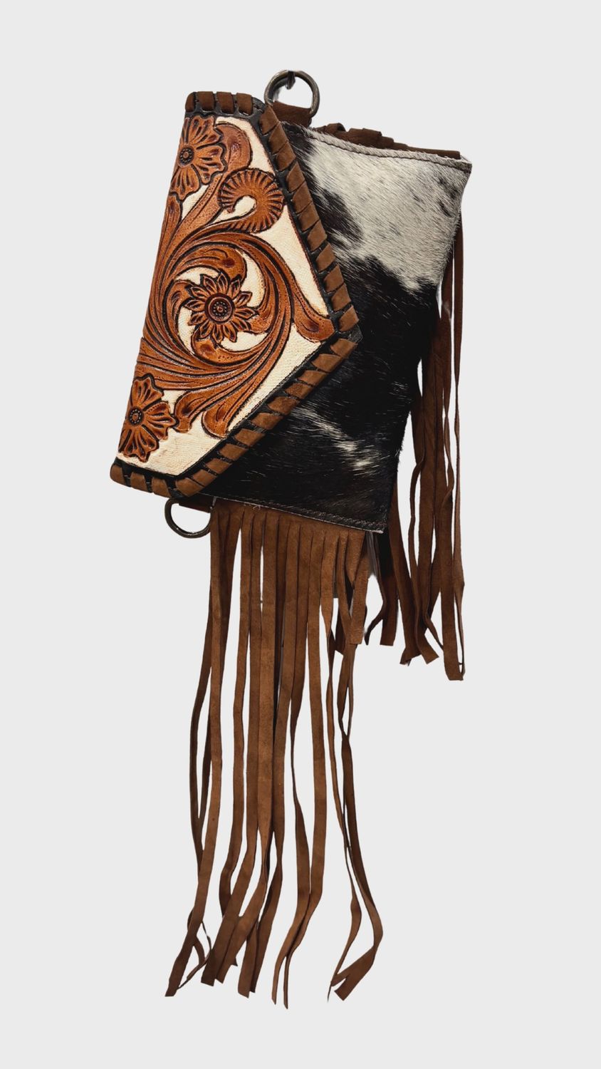 Bushfire Road Tooled Brown Tassel Shoulder Bag