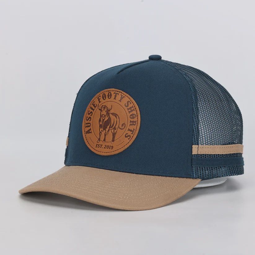Aussie Footy Shorts Truckers Hat | Country Made, Bull, Leather Patch