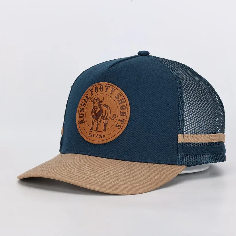 Aussie Footy Shorts Truckers Hat | Country Made, Bull, Leather Patch