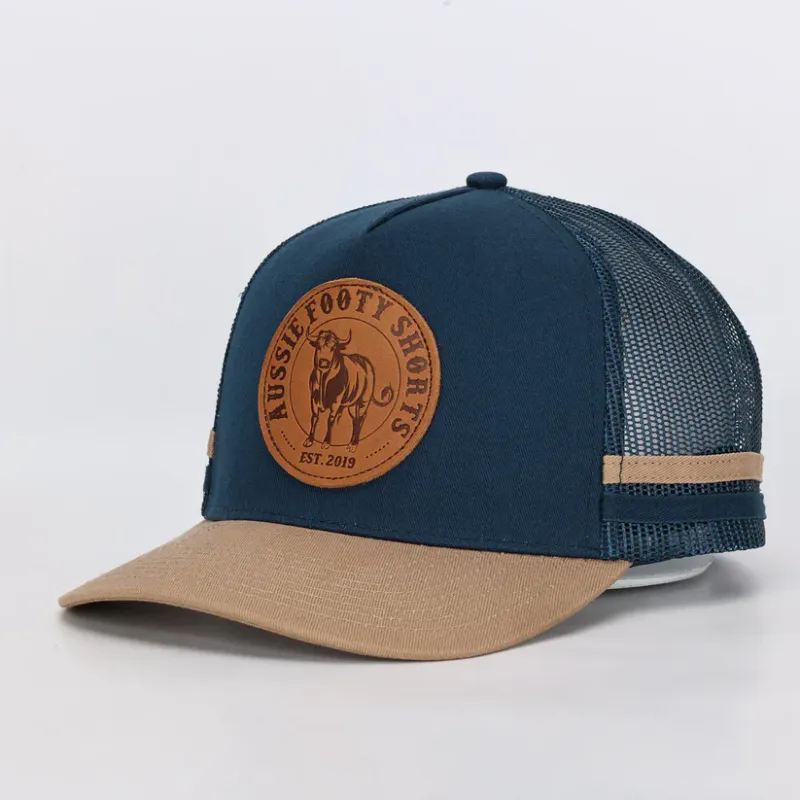 Aussie Footy Shorts Truckers Hat | Country Made, Bull, Leather Patch