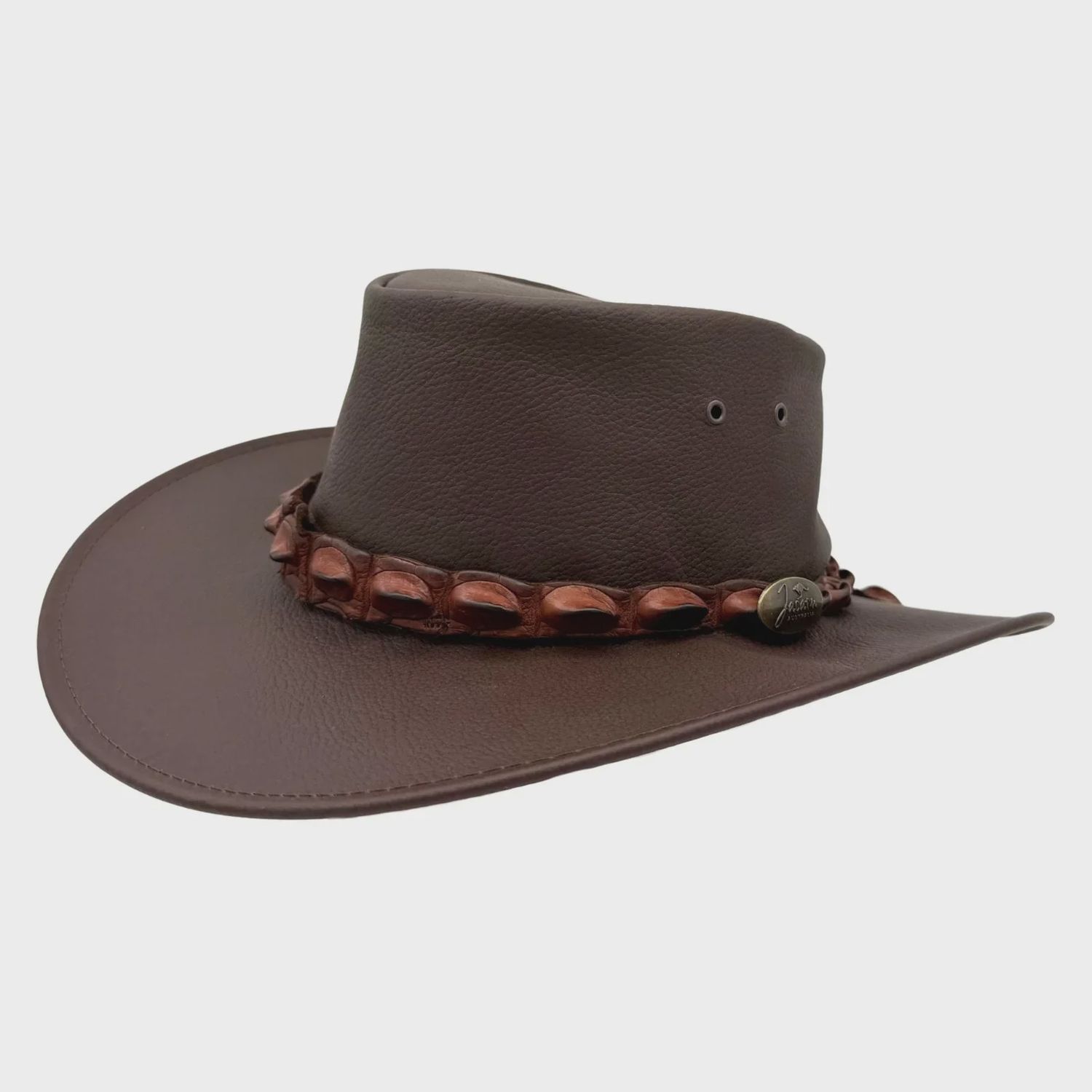 Jacaru Wild Roo Croc Digger Brown Leather Hat