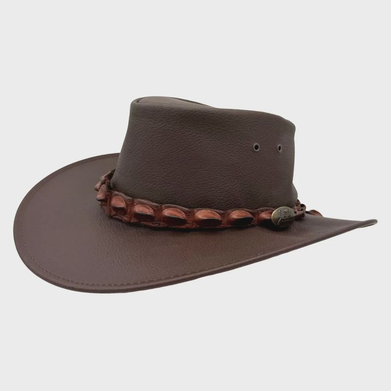 Jacaru Wild Roo Croc Digger Brown Leather Hat