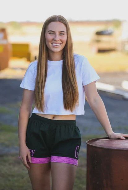 Mary G Ladies Heritage Green Neon Pink Old School Short