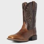 Ariat Mens Sport Western Wide Square Toe Peanut Butter and Chaga Brown Boot