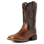 Ariat Mens Sport Western Wide Square Toe Peanut Butter and Chaga Brown Boot