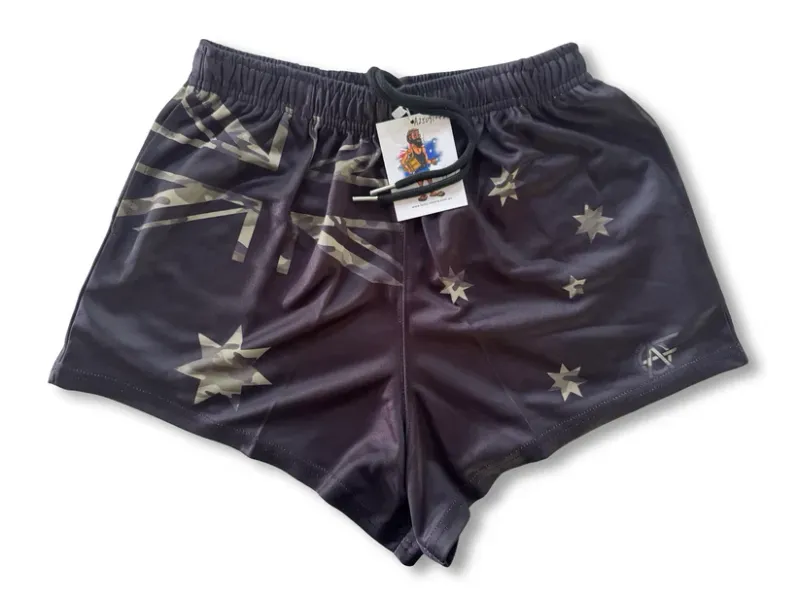Aussie Footy Shorts Adult Camo Aus Flag Footy Short