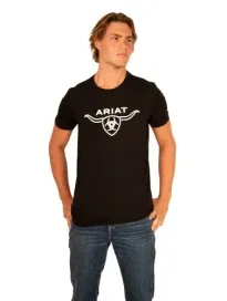 Ariat Mens Shield Horns Black T-Shirt, Color: Black, Size: S