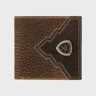 Ariat Bi Fold Overlay Shield Brown Rowdy Leather Wallet