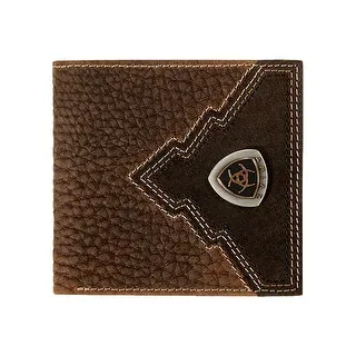 Ariat Bi Fold Overlay Shield Brown Rowdy Leather Wallet