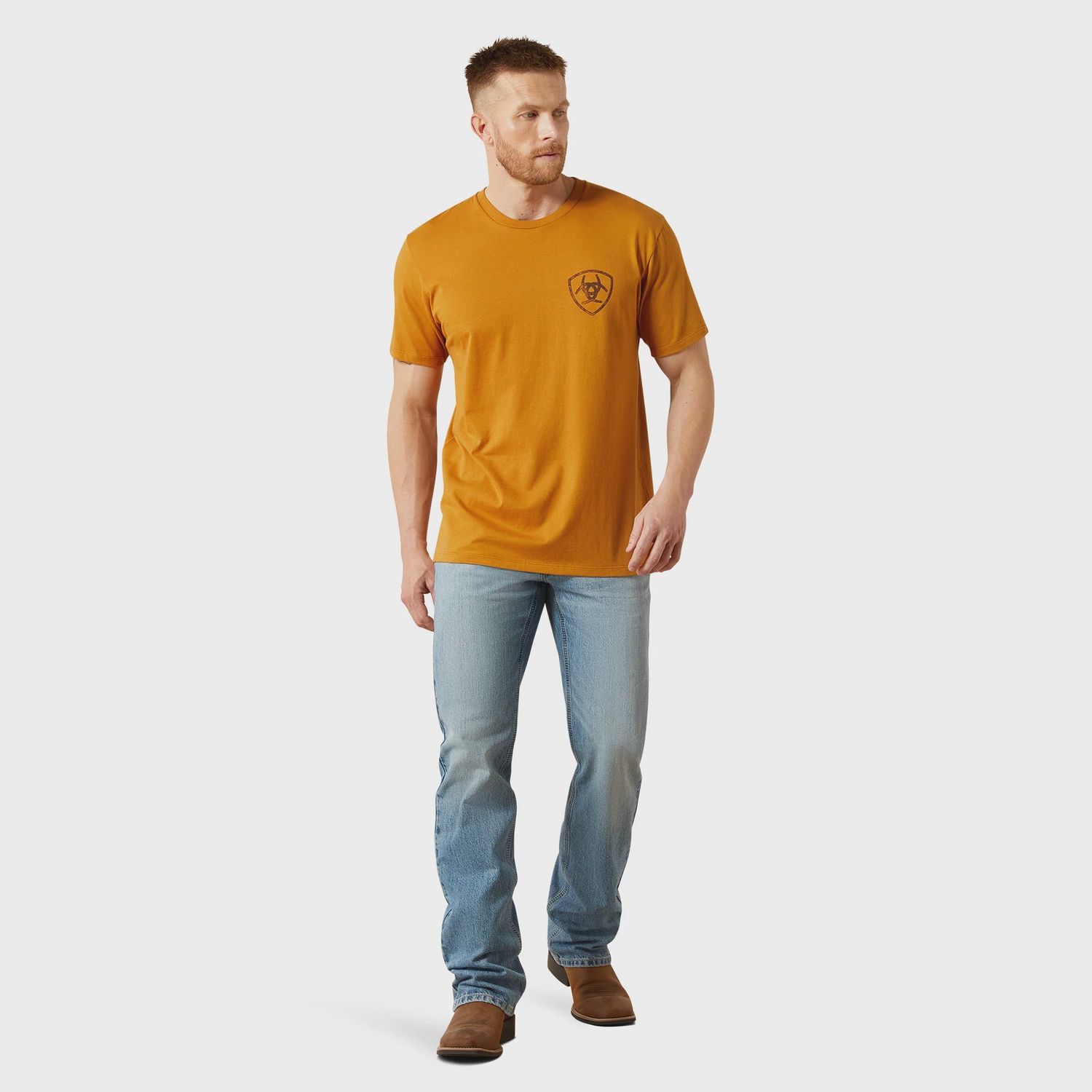 Ariat Mens Big Bull Rider T-Shirt, Color: Bone Brown, Size: S