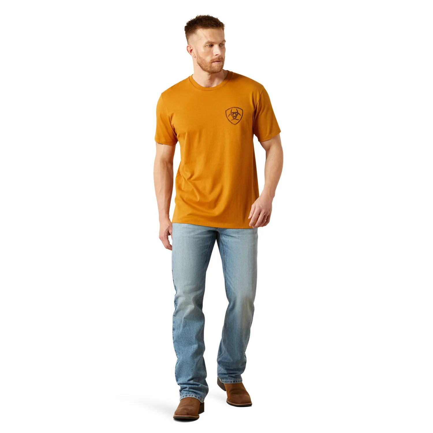 Ariat Mens Big Bull Rider T-Shirt, Color: Bone Brown, Size: S