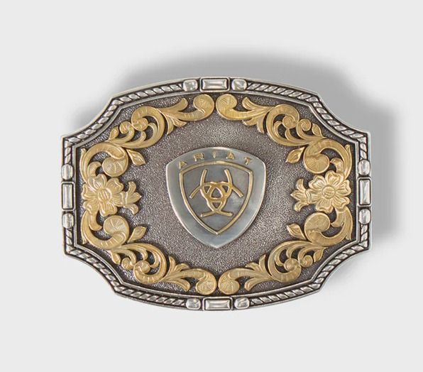 Ariat Rectangle Rope Edge Floral Buckle