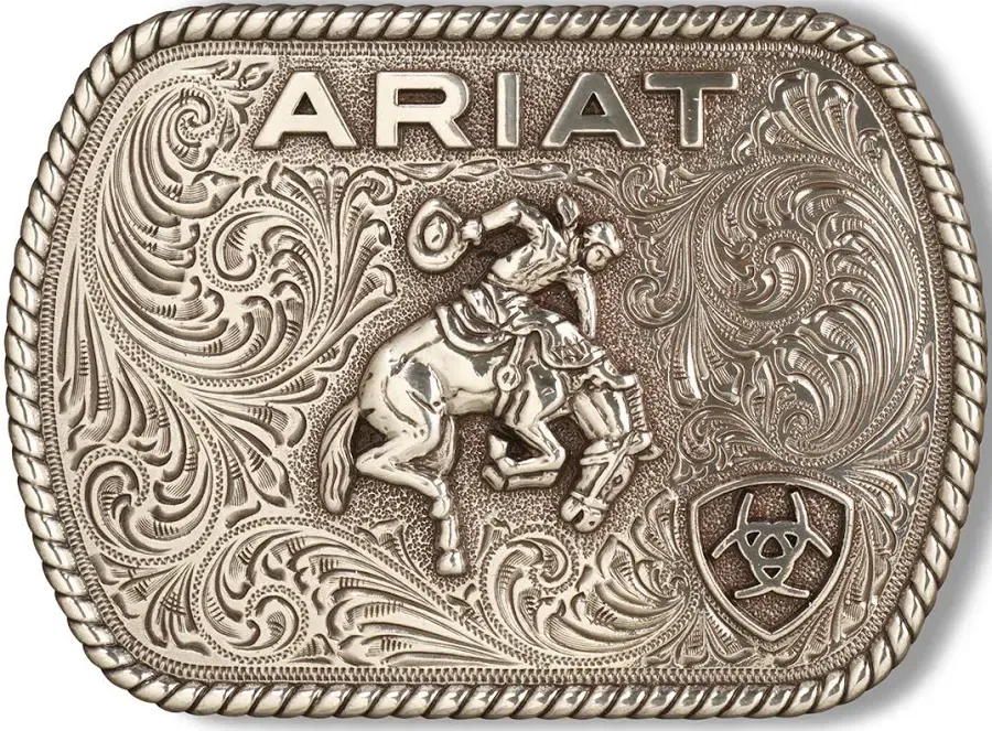 Ariat Rectangle Vintage Saddle Bronc Emblem Buckle