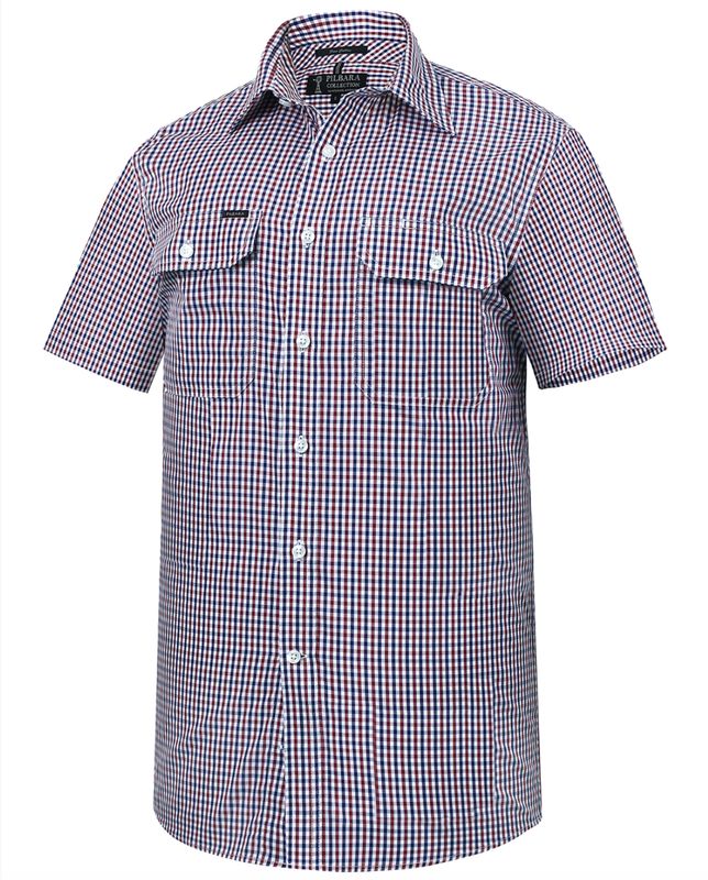 Pilbara Mens Premium Maroon Short Sleeve Shirt