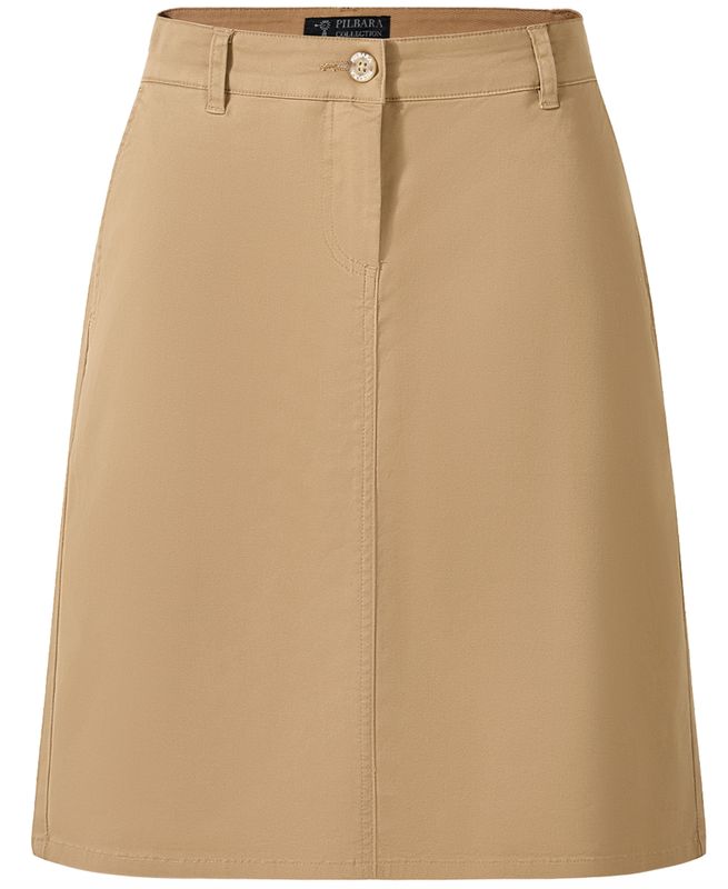 Pilbara Ladies Daphne Chino A-Line Caramel Skirt
