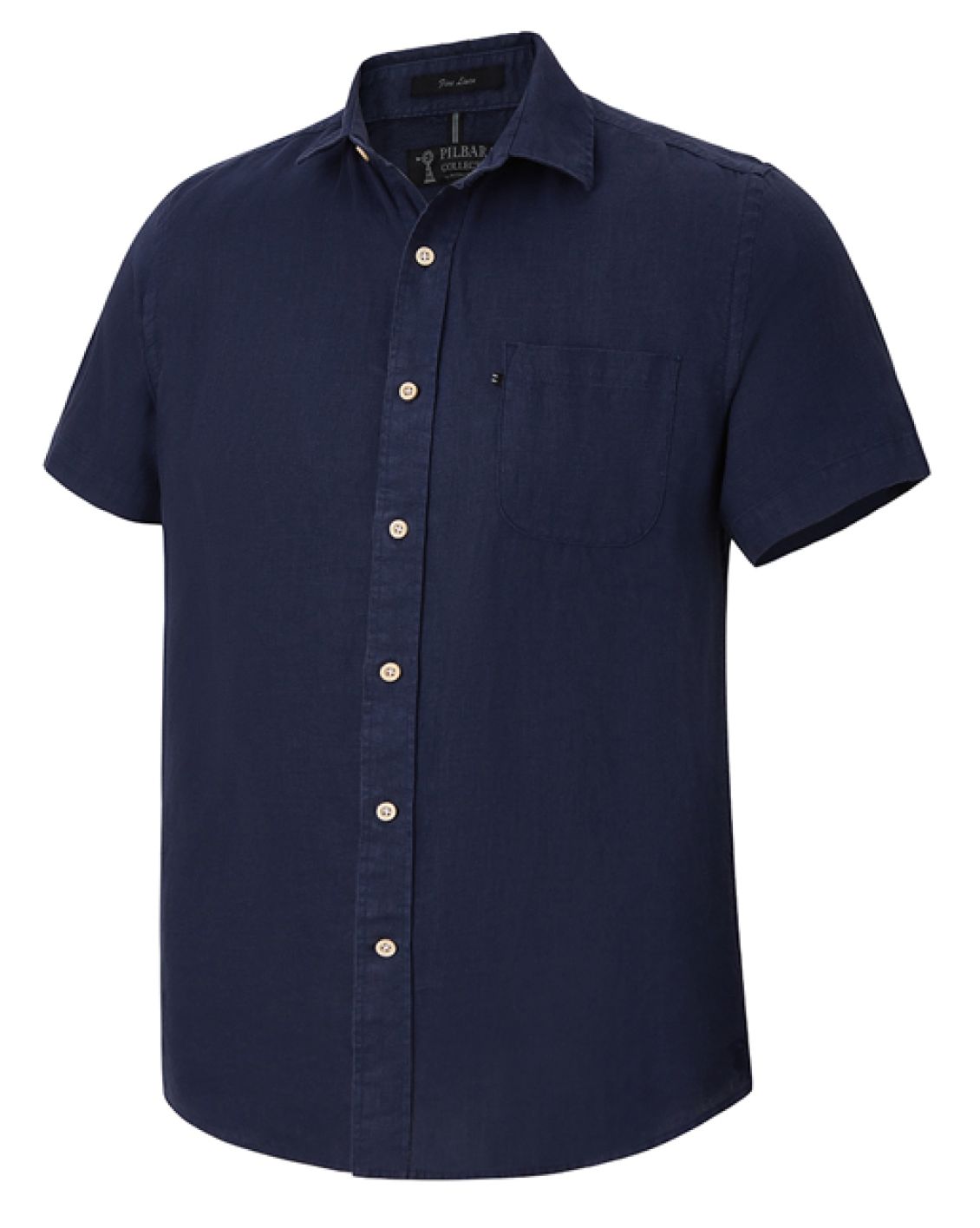 Pilbara Mens Linen Short Sleeve Navy Shirt