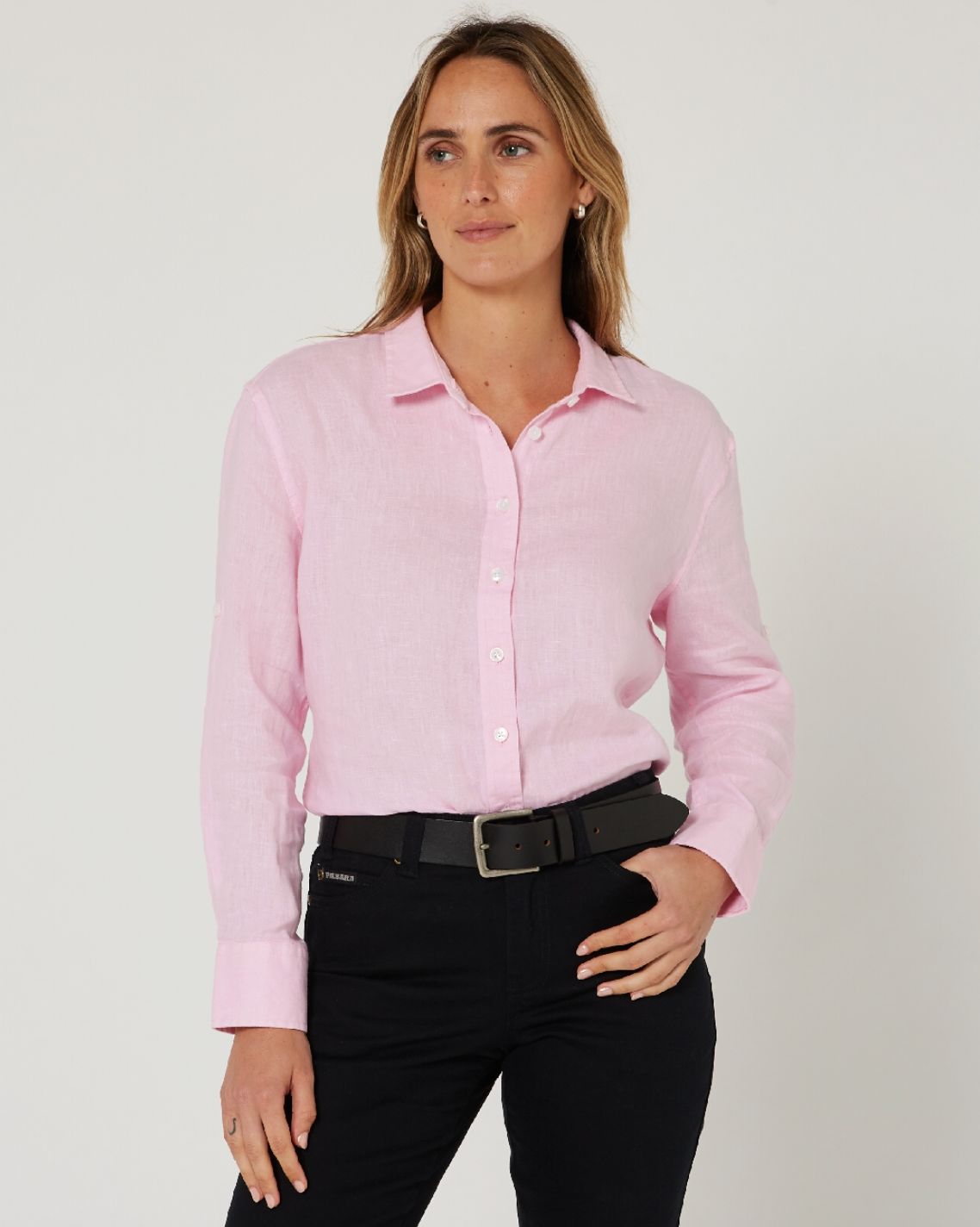 Pilbara Ladies Florence Linen Pink Shirt