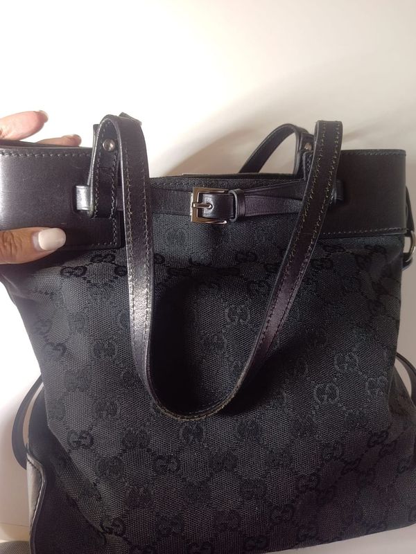 GUCCI TOTE BAG IN PELLE E CANVAS