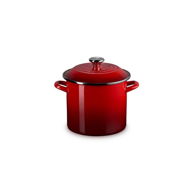 Enamel Steel Stockpot - Cerise 8Qt