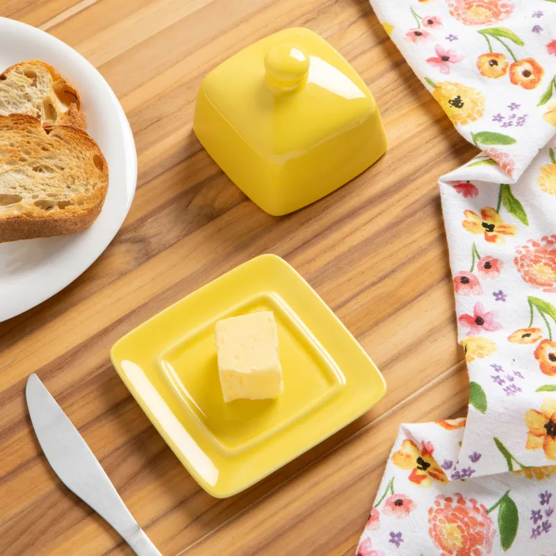 Butter Dish Square Yellow