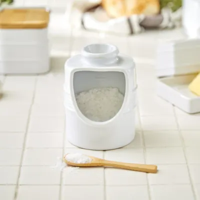 White Stoneware Salt Pig