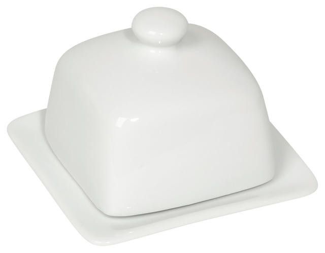 Butter Dish Sq White
