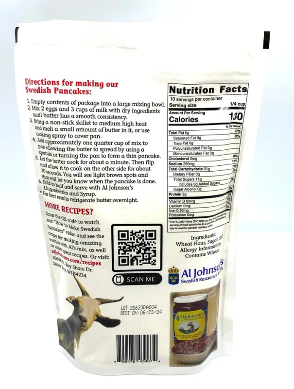 Al Johnson Swedish Pancake Mix 14oz.