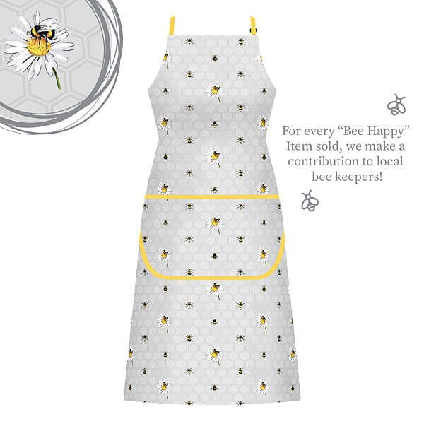 Bee Happy Cotton Bib Apron