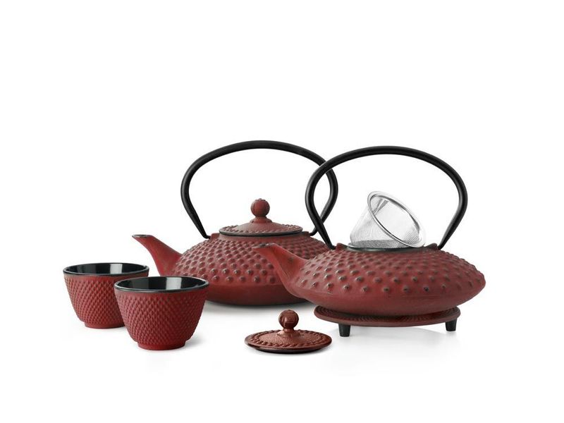 Xilin Cast Iron Teapot Red w/Base
