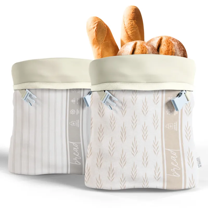 Beeswax Bread Bags Grey Stripe