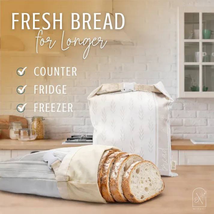 Beeswax Bread Bags Grey Stripe