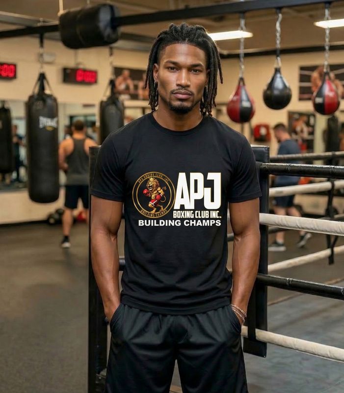  APJ Boxing Club "New Champion" Shirt. Black, Medium, modern fit