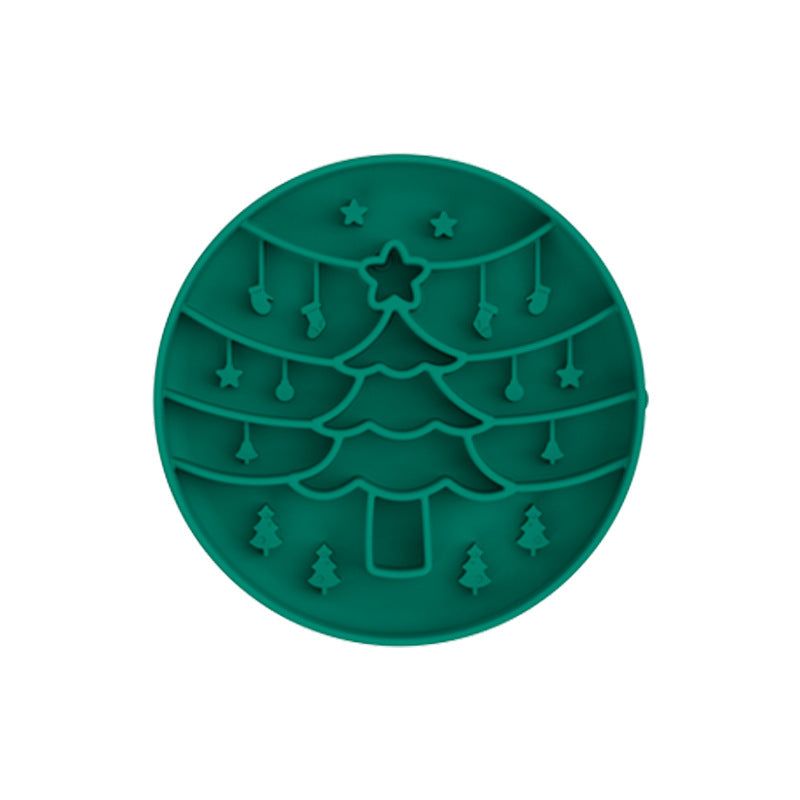 NNEDSZ Green Silicone Slow Feeder Bowl for Dogs - Anti-Choking Christmas-Themed Lick Mat